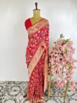 Red colour Bandhani saree