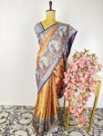 Orange gold Kanchi tissue saree