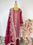 Maroon colour unstitched suit