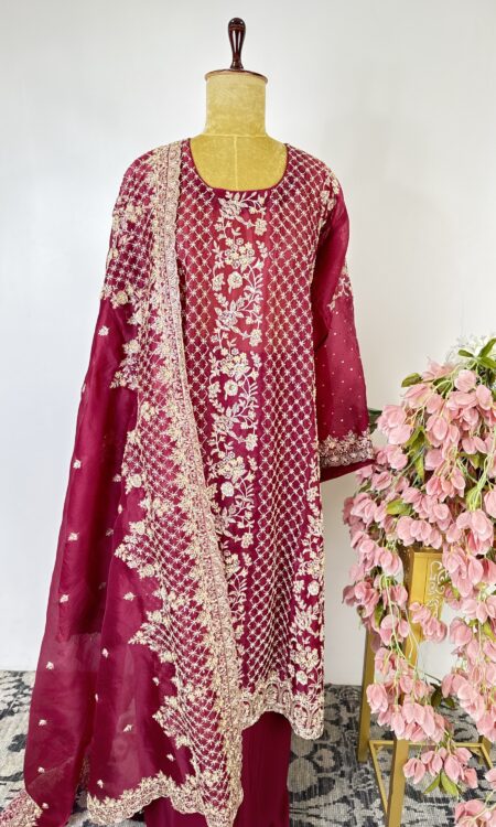 Maroon colour unstitched suit