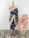 Blue colour Parsi gara saree
