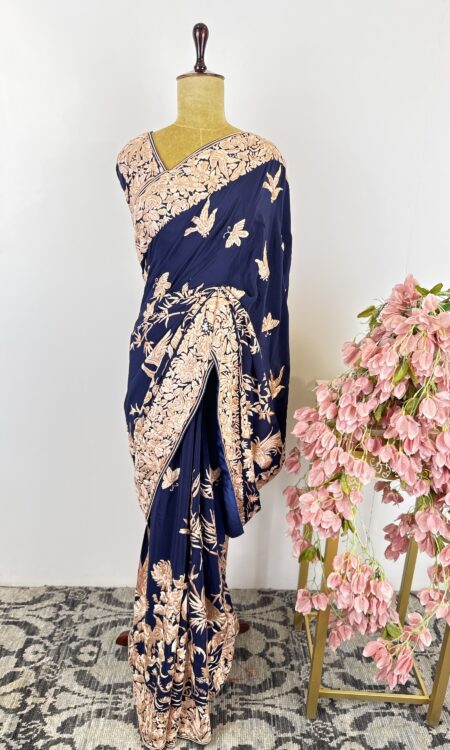 Blue colour Parsi gara saree