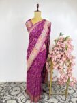 Magenta colour bandhani saree