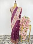 Wine colour Banarasi saree