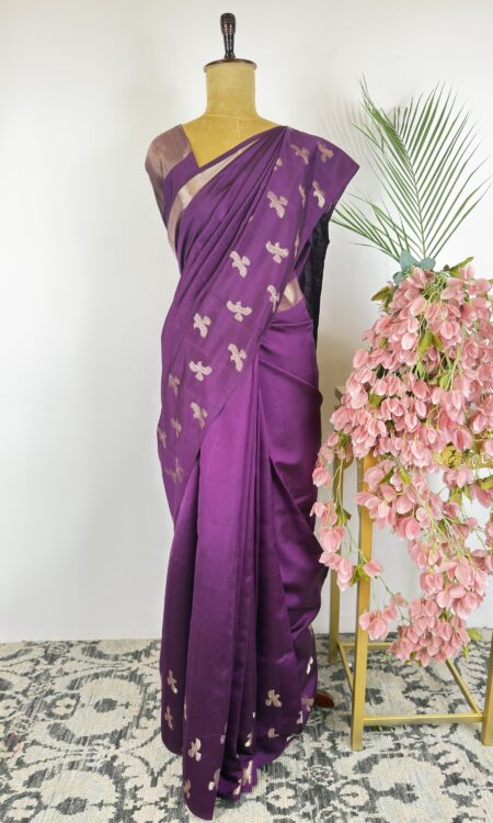 Violet colour raw mango saree