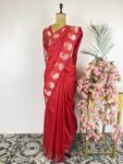 Red colour raw mango saree