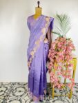 Lavender colour raw mango saree
