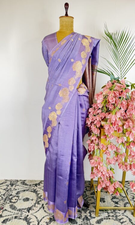 Lavender colour raw mango saree