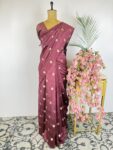 Maroon colour raw mango saree
