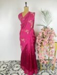 Pink colour raw mango saree