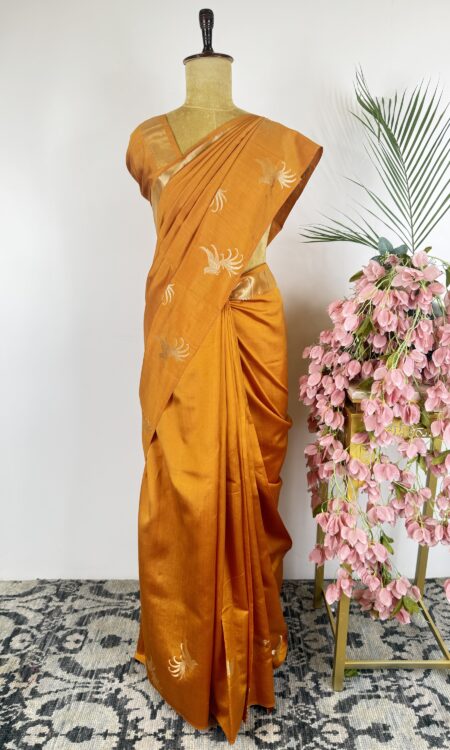 Yellow colour raw mango saree
