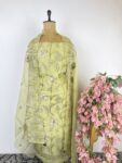 Pista green organza unstitched suit