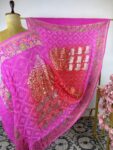 Pink to peach colour Shrinath ji bandhani dupatta