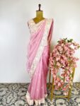 Light pink parsi-gara organza saree