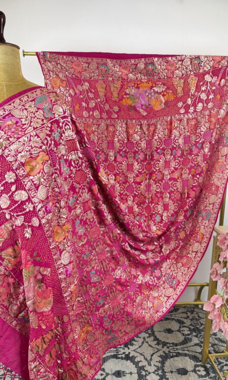 Pink colour ladoo Gopal bandhani dupatta