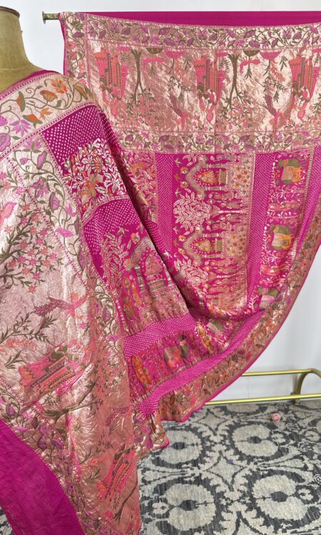 Rani pink colour Radha Krishna bandhani dupatta