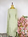 Pista green colour Georgette unstitched suit