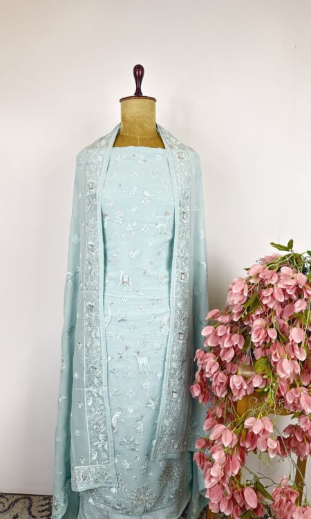 Sky blue colour Georgette unstitched suit