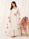White colour organza unstitched suit