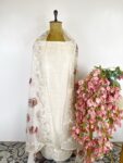 White colour organza unstitched suit