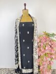 Black colour Parsi gara unstitched suit
