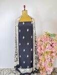 Black colour Parsi gara unstitched suit