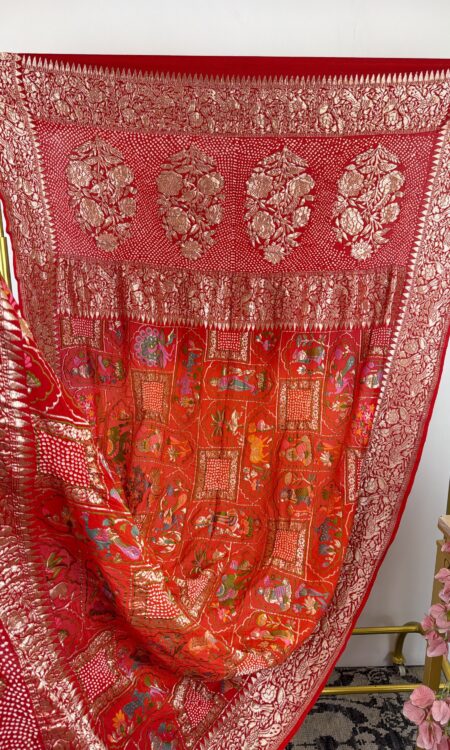 Red to orange colo bandhani dupatta