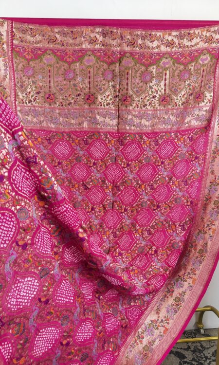 Rani pink colour bandhani dupatta