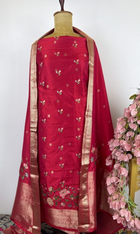 Banarasi silk unstitched suit