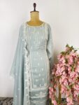 Ice blue colour semi stitched suit