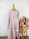Dusty rose pink colour semi stitched suit