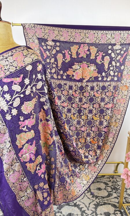 Violet colour ladoo Gopal bandhani dupatta