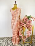 Peach colour Parsi-gara saree