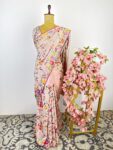 Peach colour  Parsi-gara saree