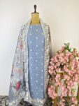 Ice blue colour organza unstitched suit