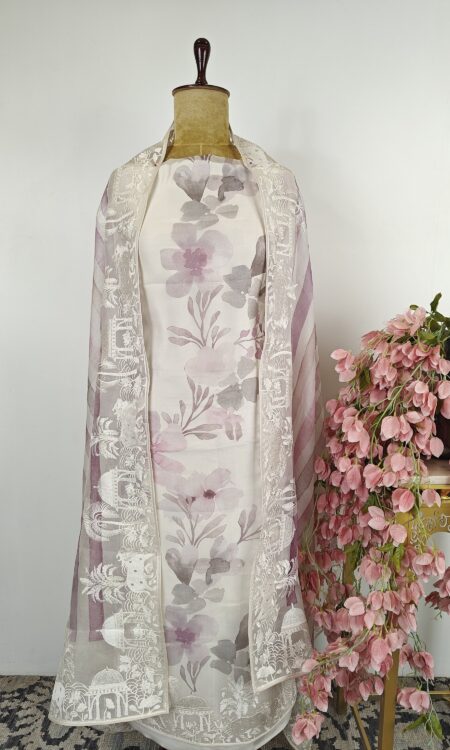 Organza unstitched suit