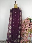 Purple organza unstitched suit