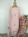 Pink chanderi unstitched suit