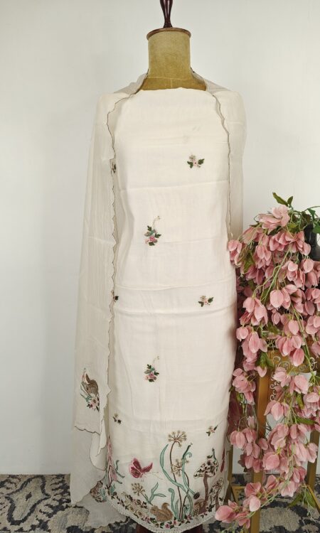 Offwhite Chanderi unstitched suit