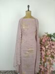 Pink chanderi unstitched suit