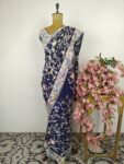 Blue georgette parsi gara saree
