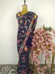 Blue georgette parsi gara saree