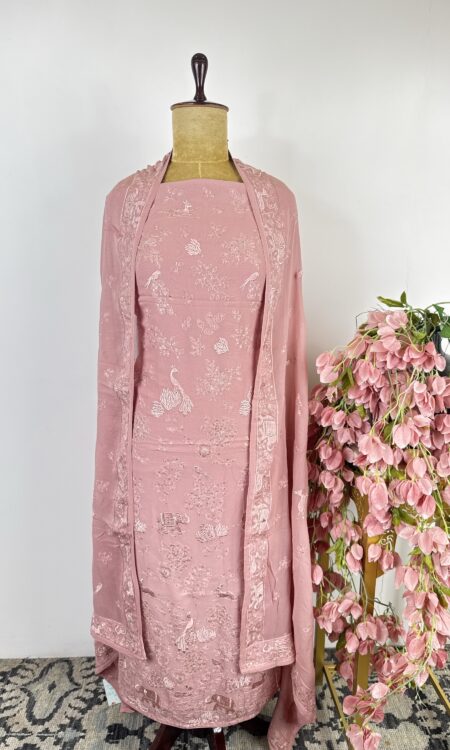 Peach colour unstitched suit