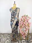 Navy blue colour parsi-gara saree