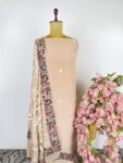Beige colour Parsi gara unstitched suit