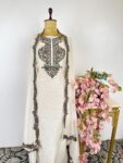 White colour Chanderi unstitched suit
