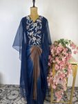 Blue colour drape skirt