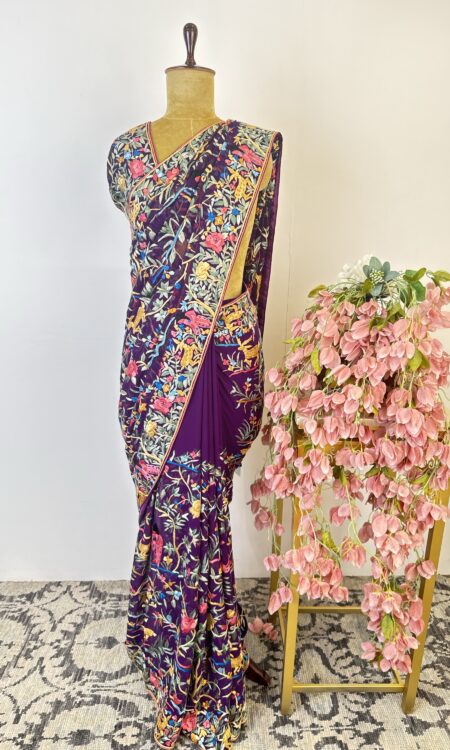 Purple colour parsi gara  saree