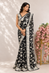 Black colour Parsi gara saree
