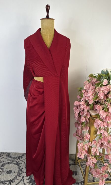 Maroon colour drape pants with top